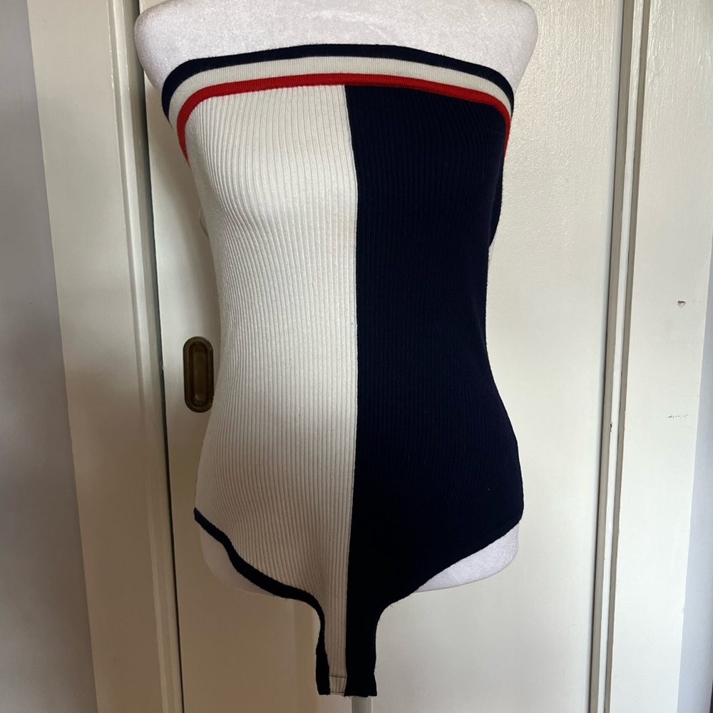 Strapless Color Block Body Suit